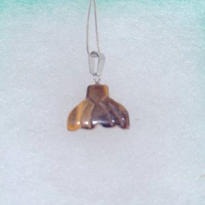 Boho hippie Tigers Eye Mermaid tail Sterling Silver Necklace 16”